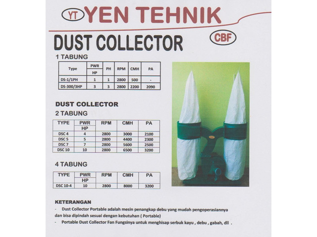 Jual dust collector 3hp 1 tabung